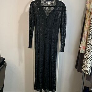 Vintage 1980’s All that Jazz Black Long Sleeve Lace Dress